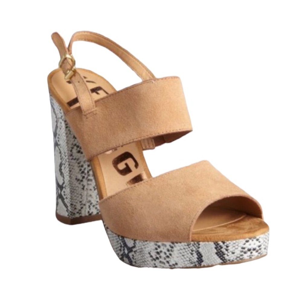 Kelsi Dagger Brooklyn Bobbyjo Camel Snake Skin Platform Heels size women’s 8